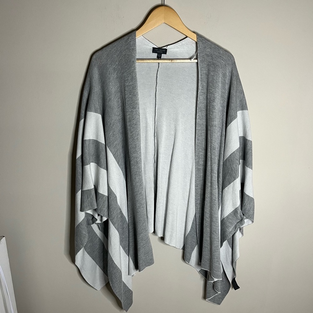 The Limited Grey & White Striped Cardigan